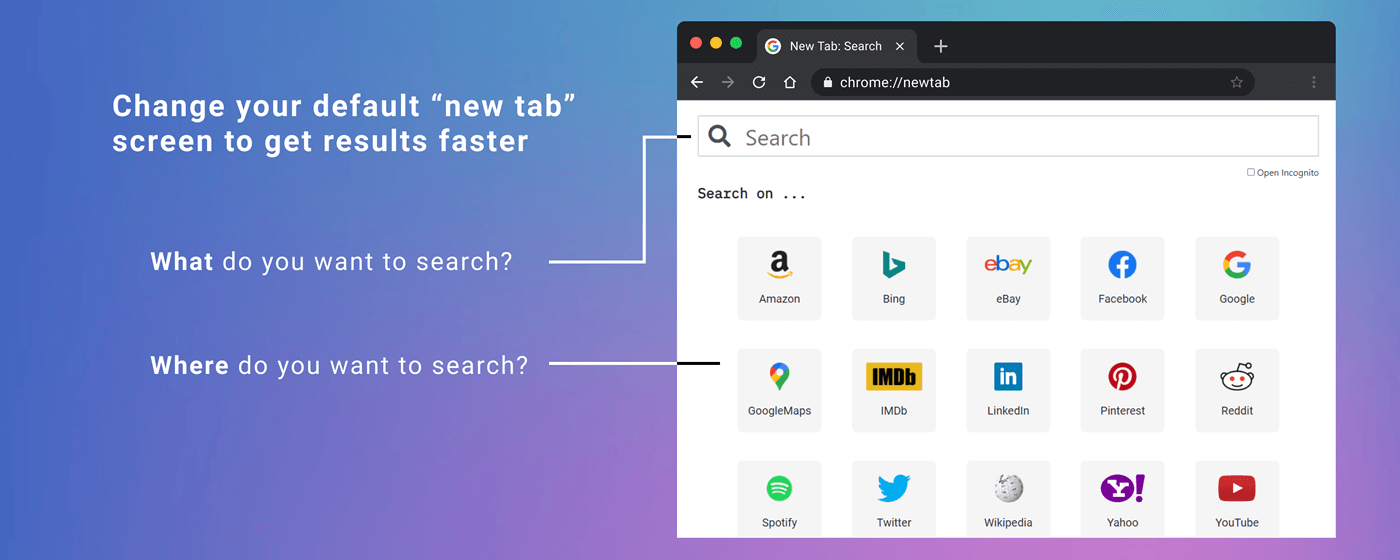 Change your default 'new tab' screen to get results faster