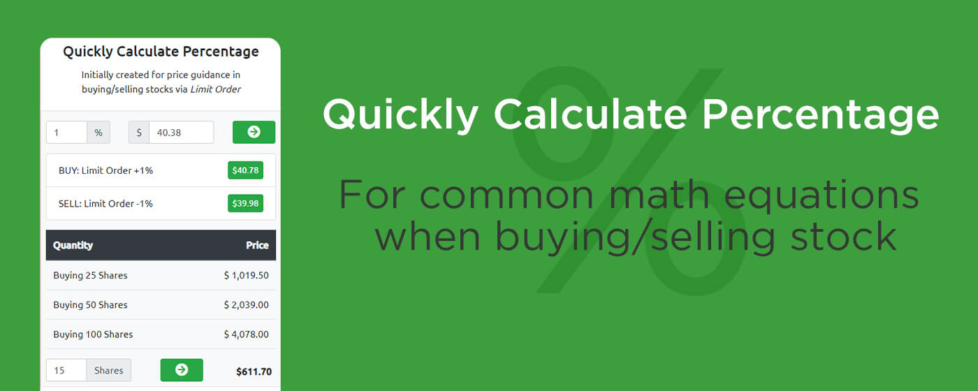 Quickly Calculate Percentage - for common math equations when buying/selling stock
